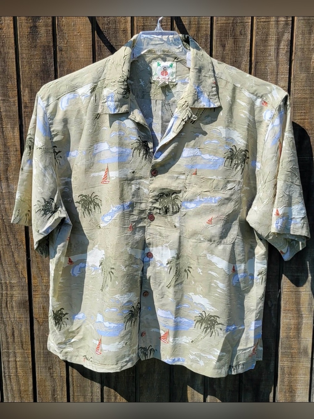 F-11 JOE MARLIN - Men's Palm-Print Short Sleeve Shirt - Olive - Sz 3XLT